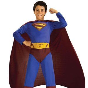 SUPERMAN RETURNS DC Boys Costume Jumpsuit Cape Belt Size Large 12-14 Rubie's